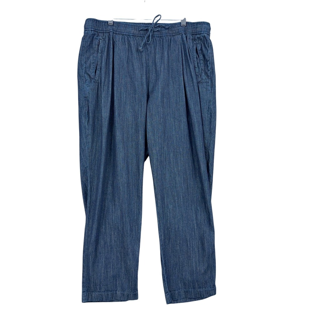 Old Navy Billie Straight Pants Women XL 100% Cotton Blue Chambray